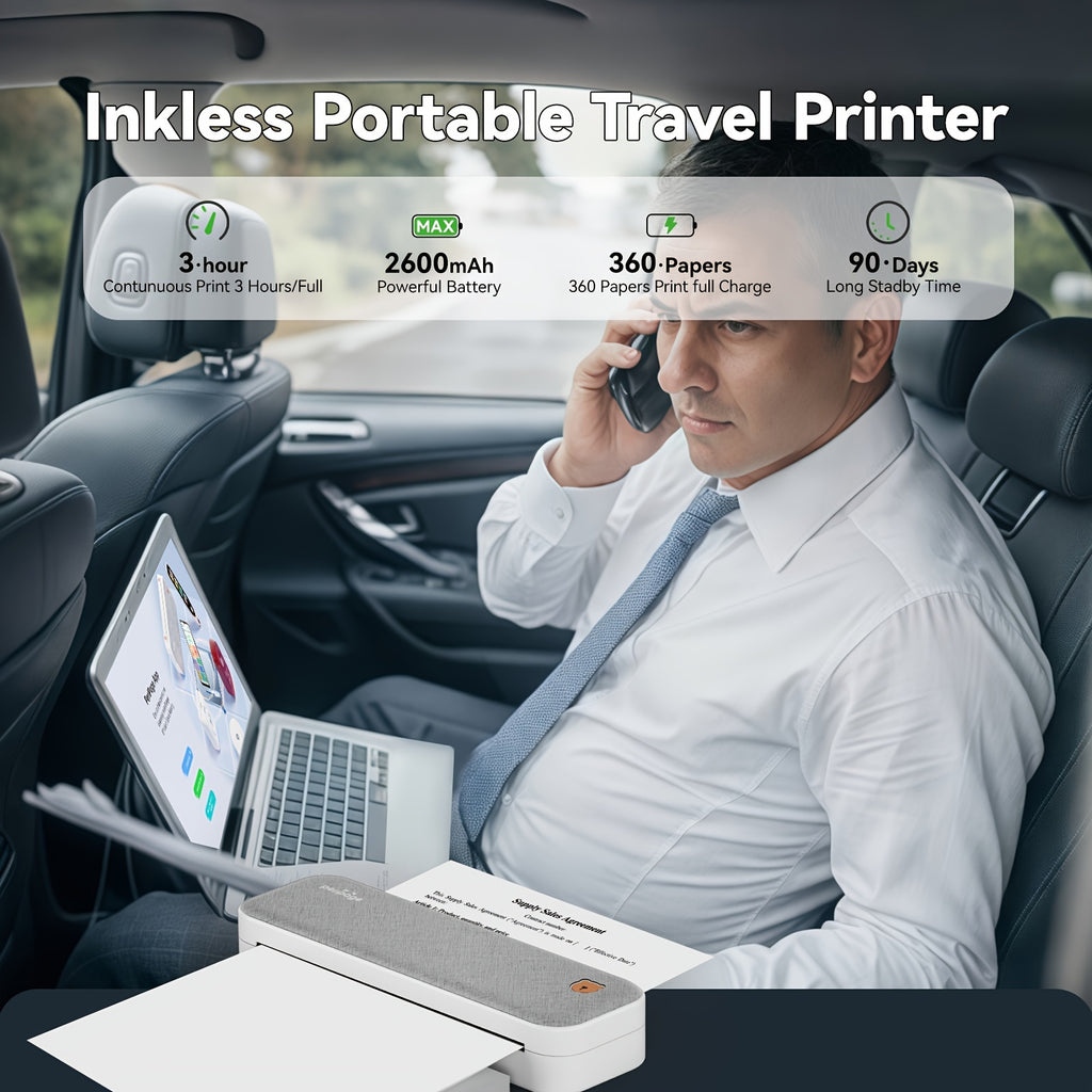 Tragbarer Thermodrucker, 21,59 cm für Reisen und Homeoffice – Hauptansicht