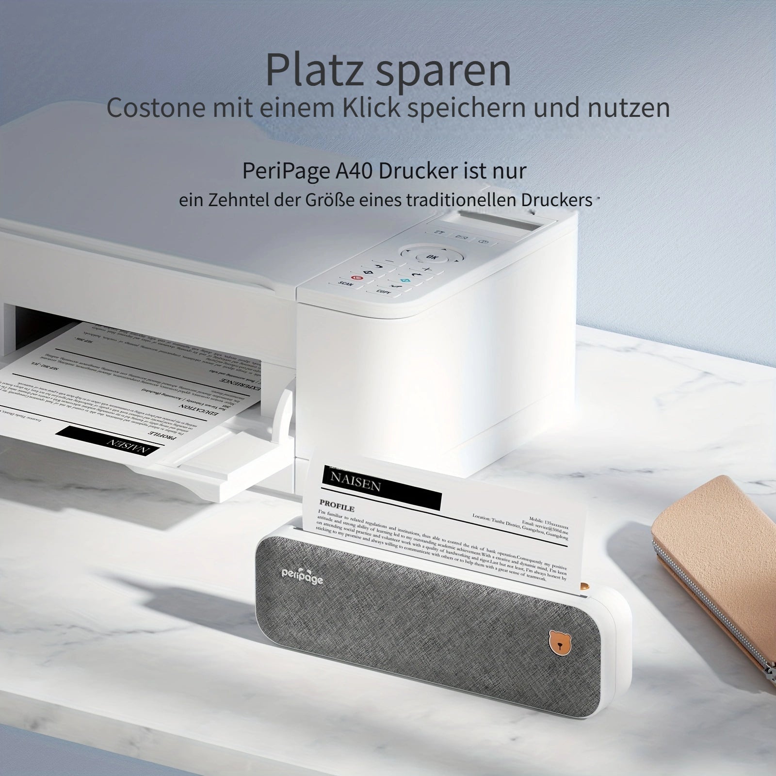 Tragbarer Thermodrucker, 21,59 cm für Reisen und Homeoffice – Detailansicht 5