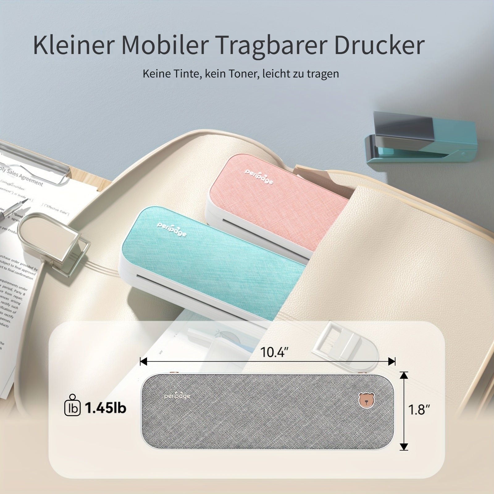 Tragbarer Thermodrucker, 21,59 cm für Reisen und Homeoffice – Detailansicht 9