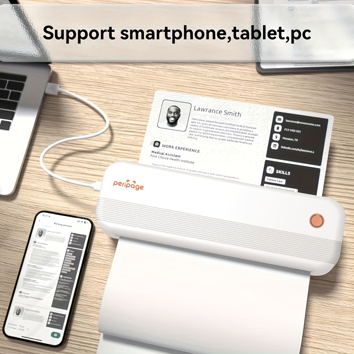 Tragbarer Thermodrucker, 21,59 cm für Reisen und Homeoffice – Detailansicht 10