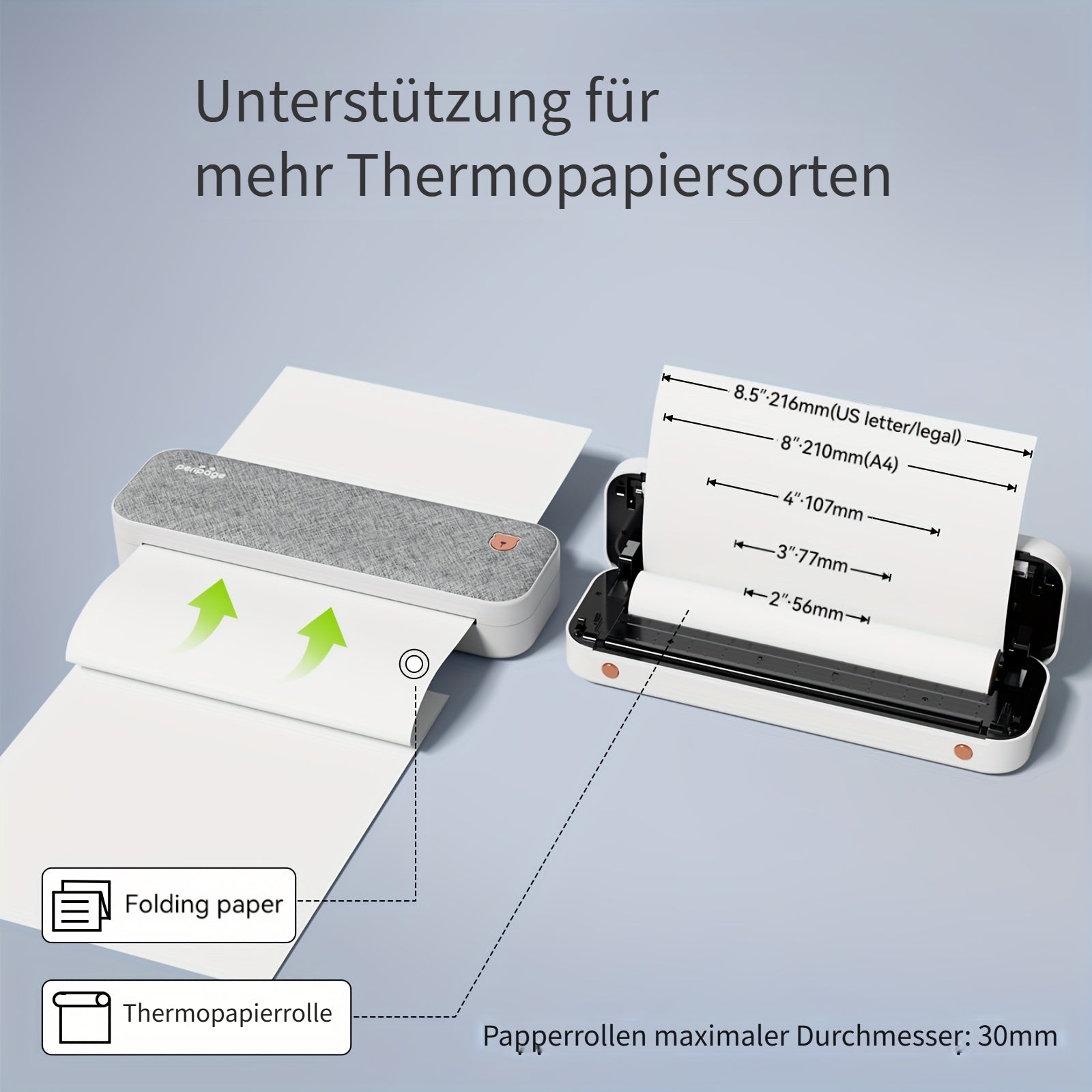 Tragbarer Thermodrucker, 21,59 cm für Reisen und Homeoffice – Detailansicht 11