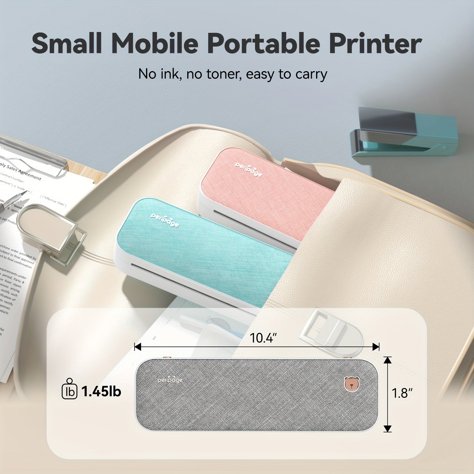 Tragbarer Thermodrucker, 21,59 cm für Reisen und Homeoffice – Detailansicht 14