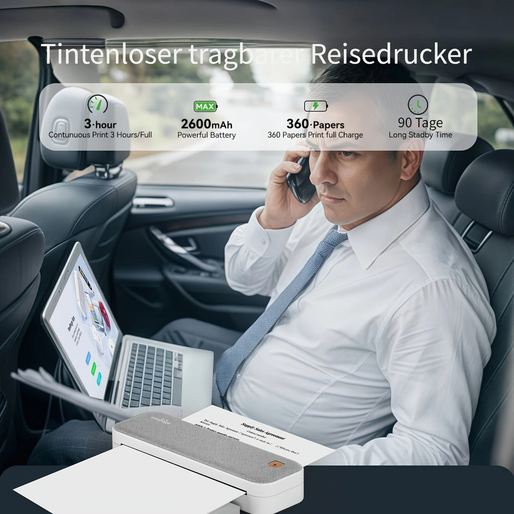 Tragbarer Thermodrucker, 21,59 cm für Reisen und Homeoffice – Detailansicht 18