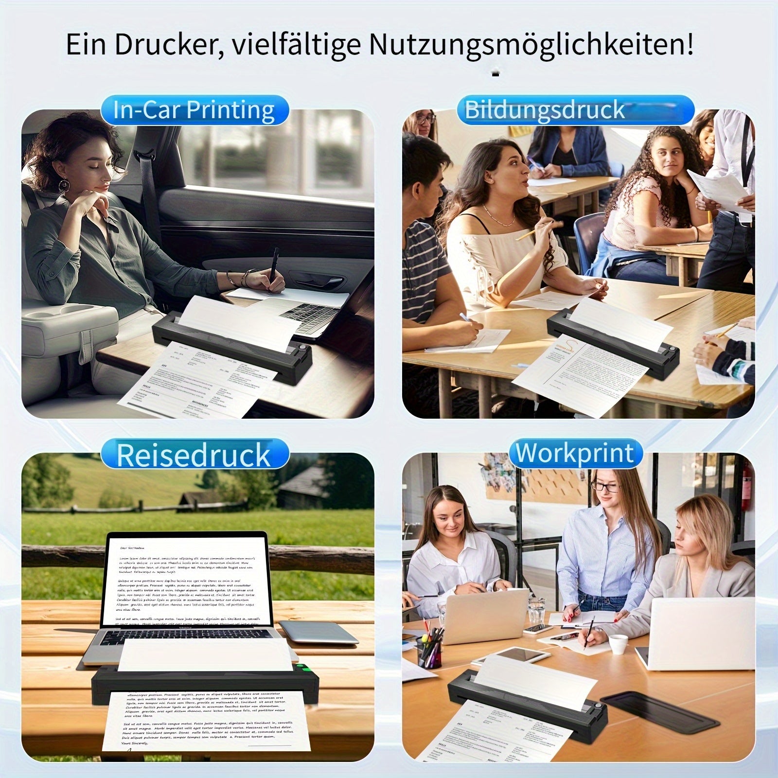 Tragbarer Thermodrucker, 27,94 cm für Reisen – Detailansicht 6