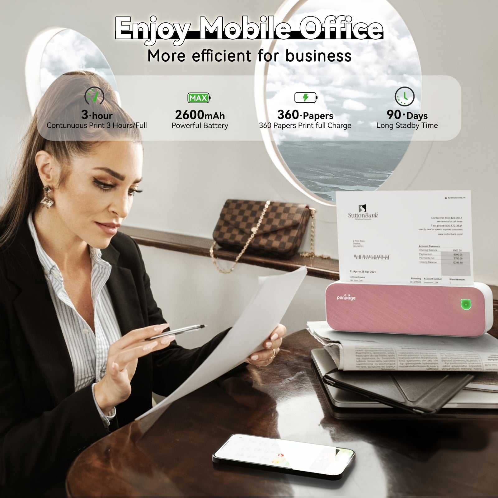 Tragbarer Thermodrucker, 8,5x11 für Homeoffice – Detailansicht 2