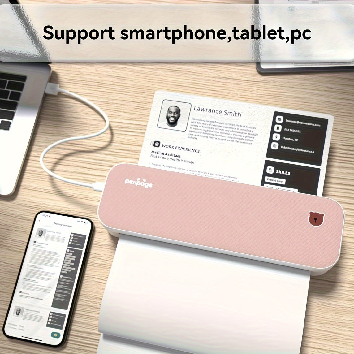 Tragbarer Thermodrucker, 8,5x11 für Homeoffice und mobiles Drucken – Hauptansicht
