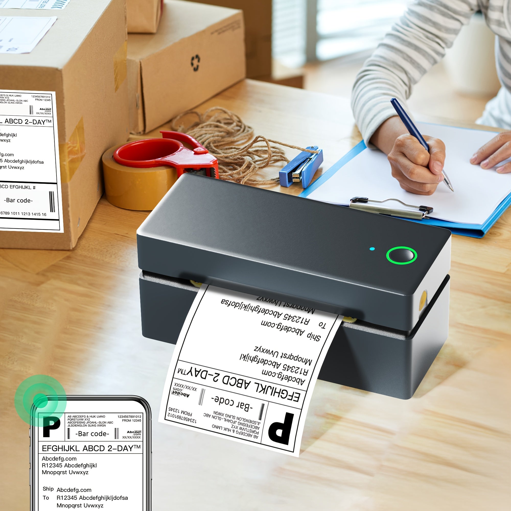 Tragbarer Thermodrucker, Blau für Homeoffice – Detailansicht 2