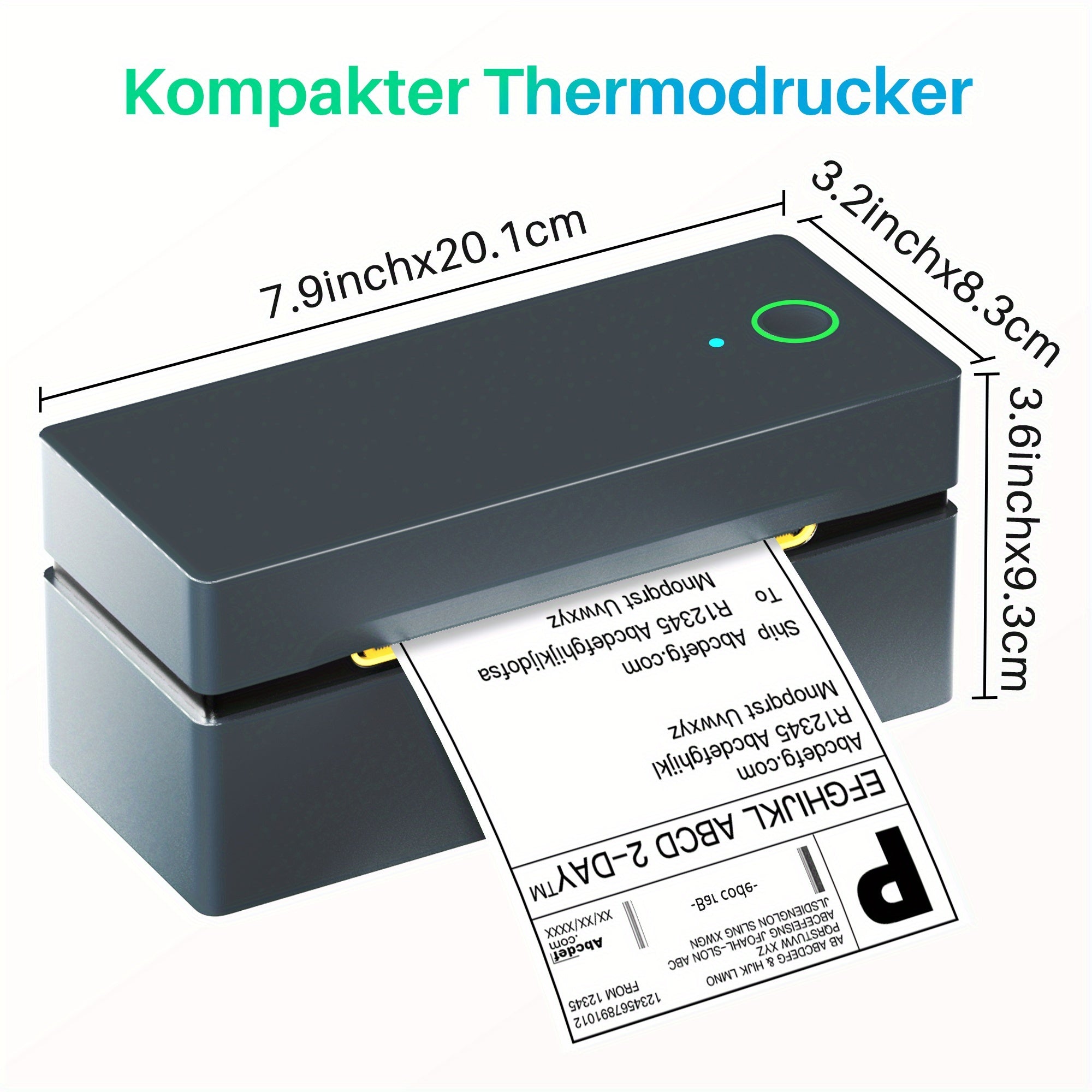 Tragbarer Thermodrucker, Blau für Homeoffice – Detailansicht 3