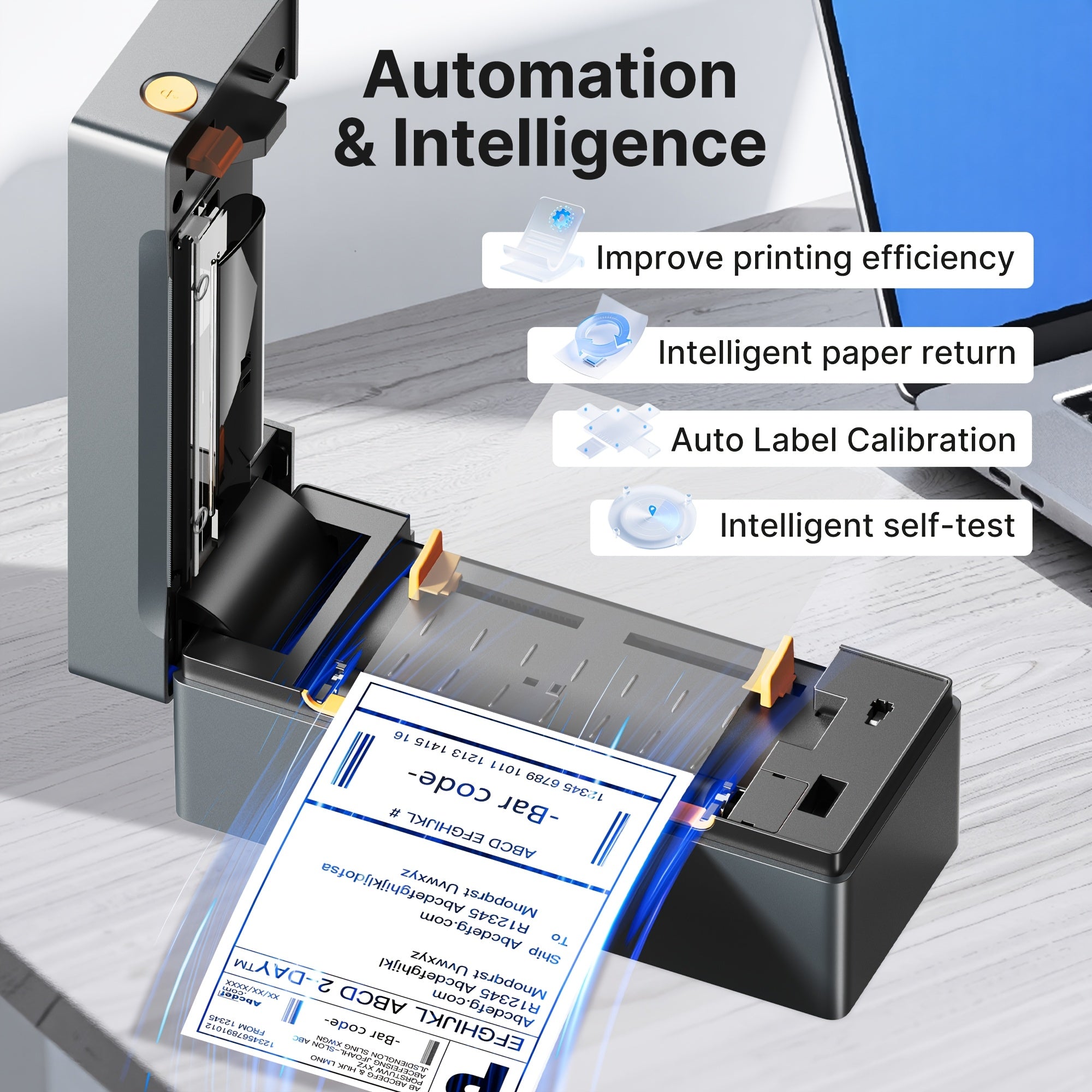 Tragbarer Thermodrucker, Blau für Homeoffice – Detailansicht 4