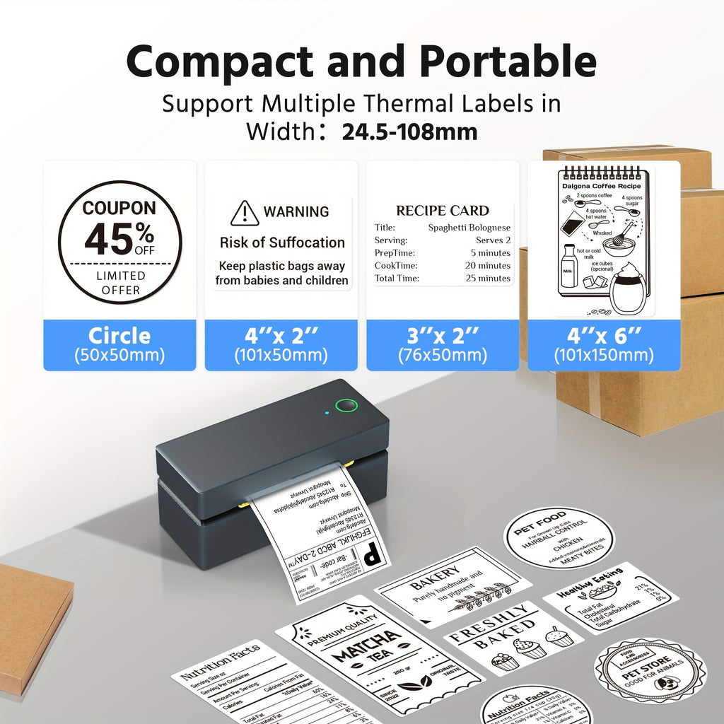Tragbarer Thermodrucker, Blau für Homeoffice – Detailansicht 8