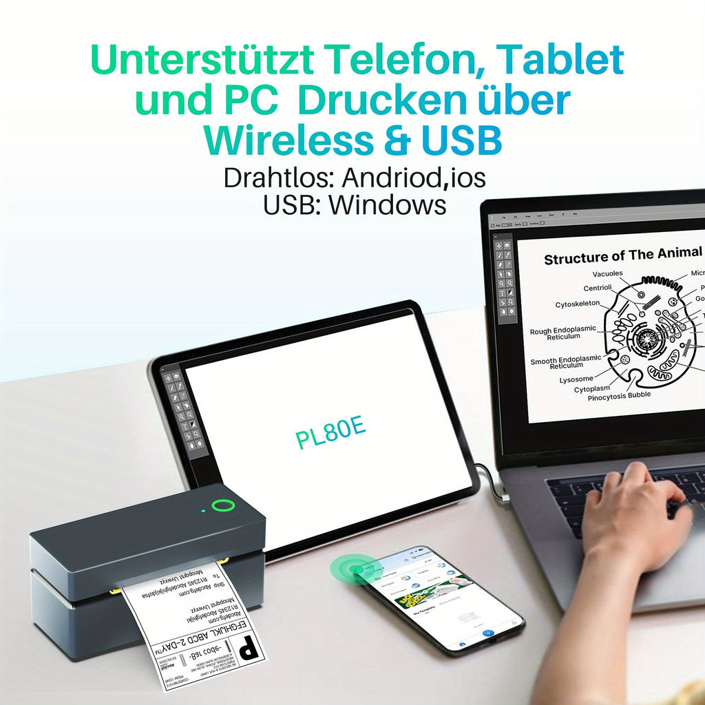 Tragbarer Thermodrucker, Blau für Homeoffice – Detailansicht 12