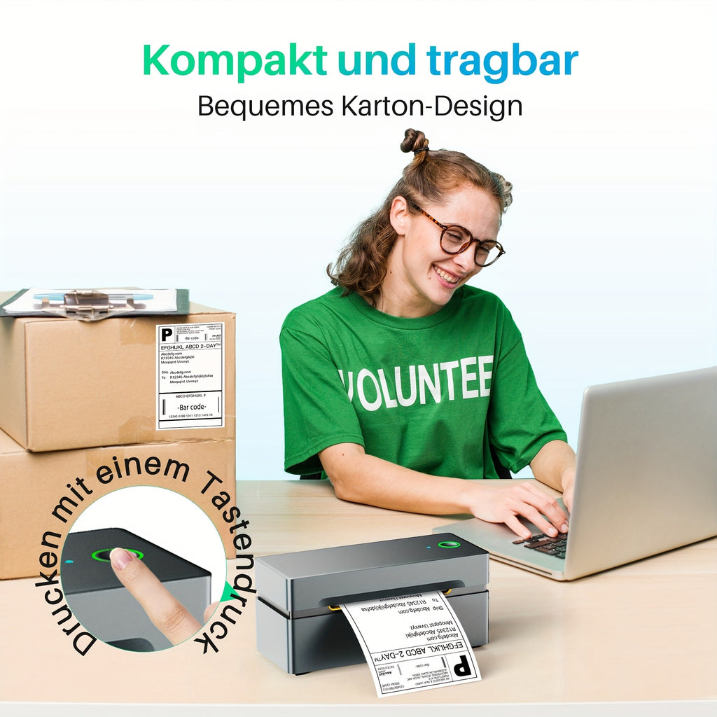 Tragbarer Thermodrucker, Blau für Homeoffice – Detailansicht 13
