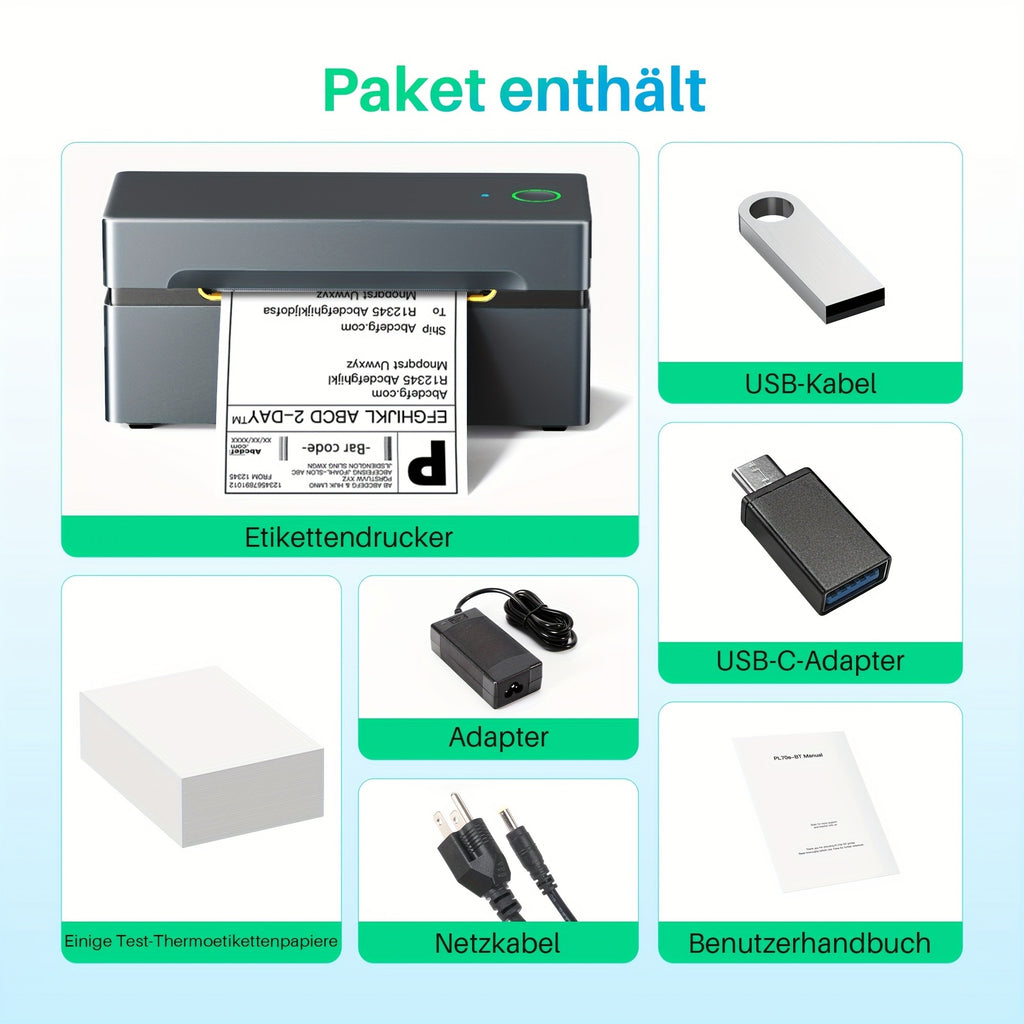 Tragbarer Thermodrucker, Blau für Homeoffice – Detailansicht 14