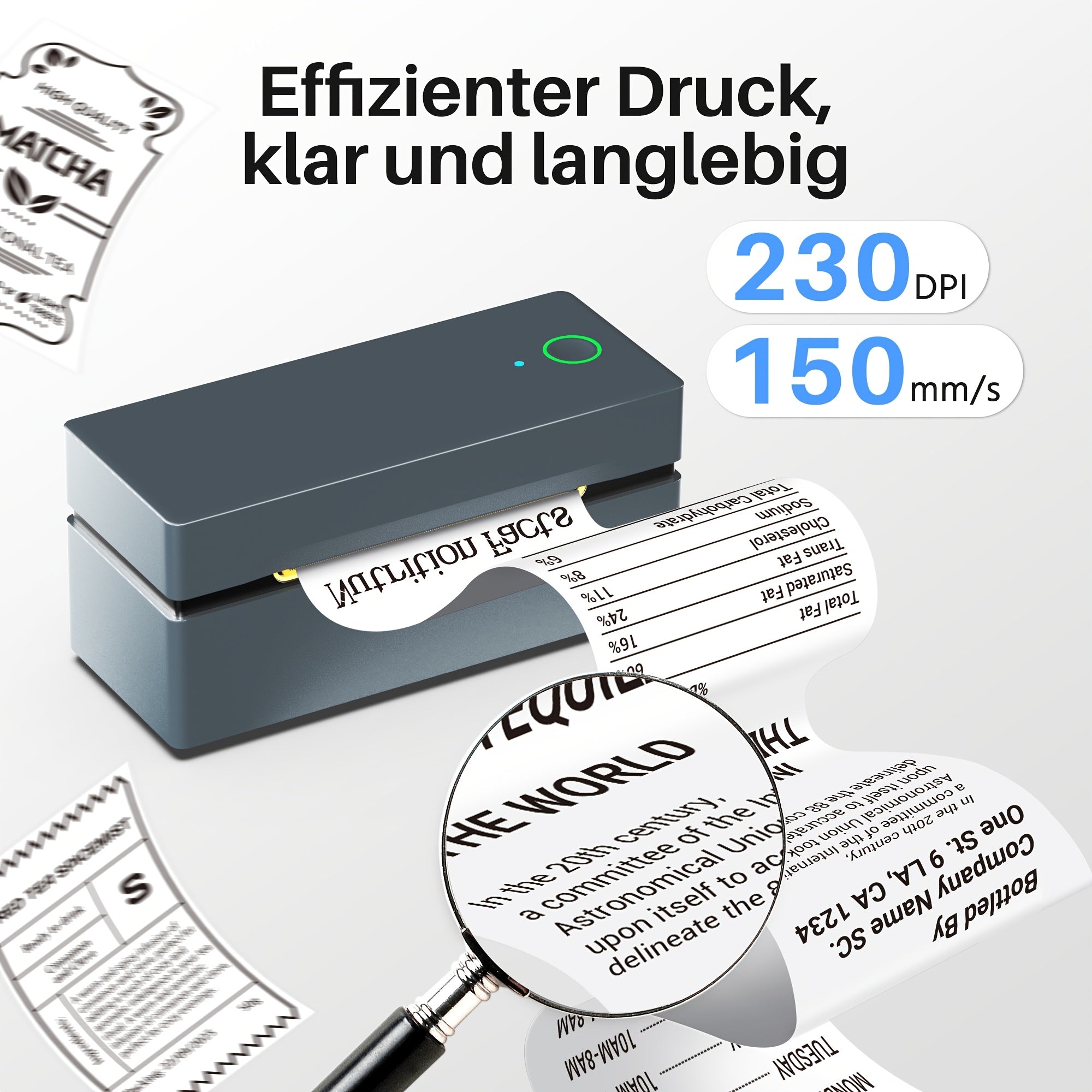 Tragbarer Thermodrucker, Blau für Homeoffice und mobiles Drucken – Detailansicht 7