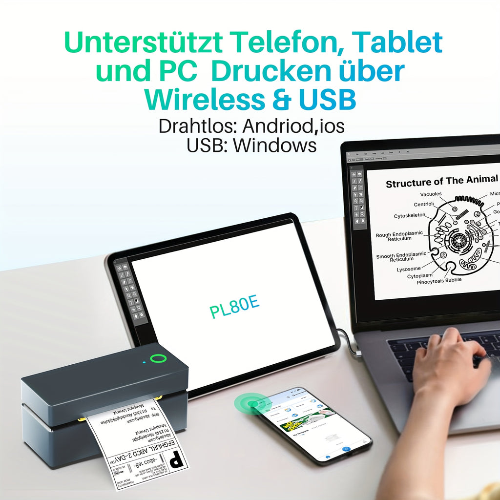 Tragbarer Thermodrucker, inklusive 50 Blatt Testpapier für Reisen – Detailansicht 7