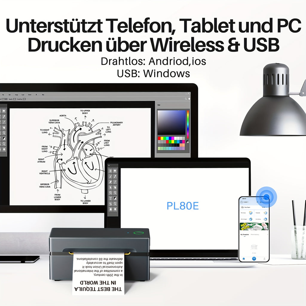 Tragbarer Thermodrucker, kompatibel mit Mobiltelefonen und Computern für Homeoffice – Detailansicht 4