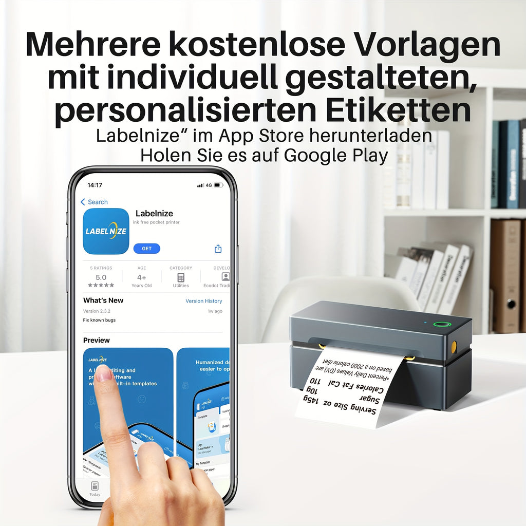 Tragbarer Thermodrucker, kompatibel mit Mobiltelefonen und Computern für Homeoffice – Detailansicht 7