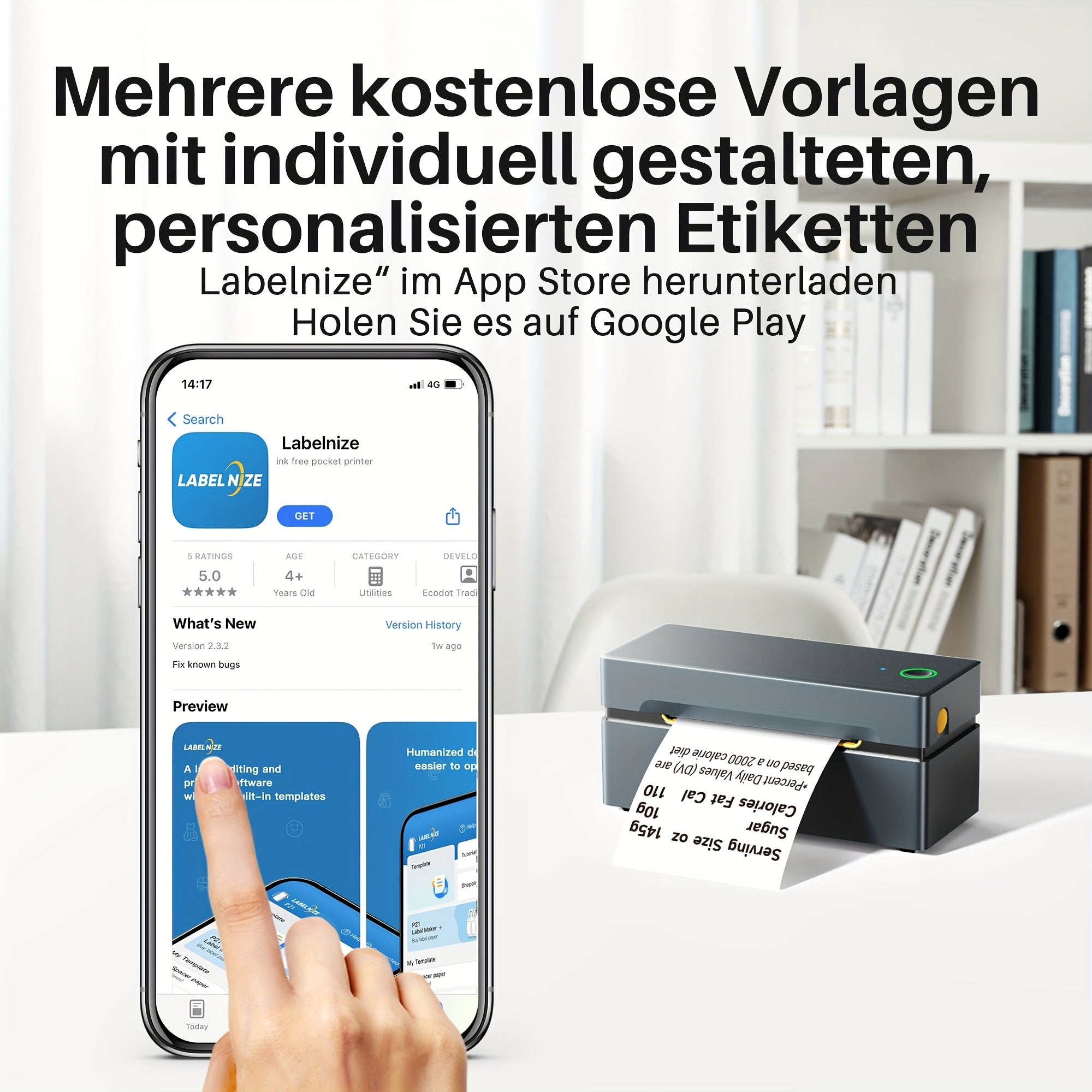 Tragbarer Thermodrucker, kompatibel mit Mobiltelefonen und Computern für Homeoffice – Detailansicht 7