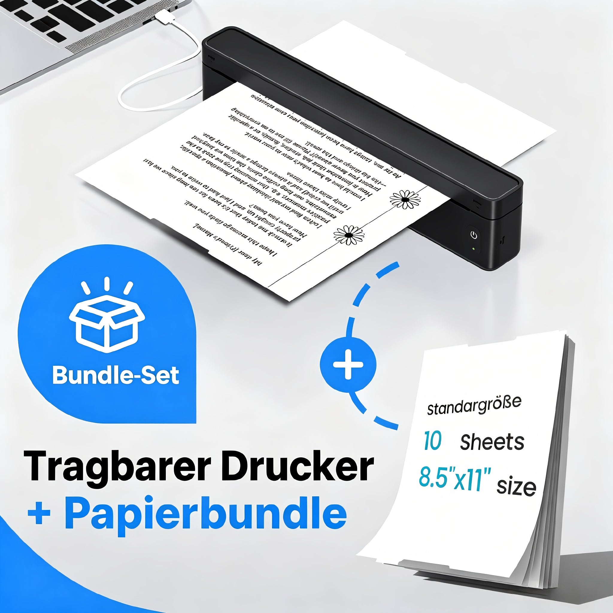 Tragbarer Thermodrucker, Mitternachtsschwarz für Reisen und Homeoffice – Detailansicht 2