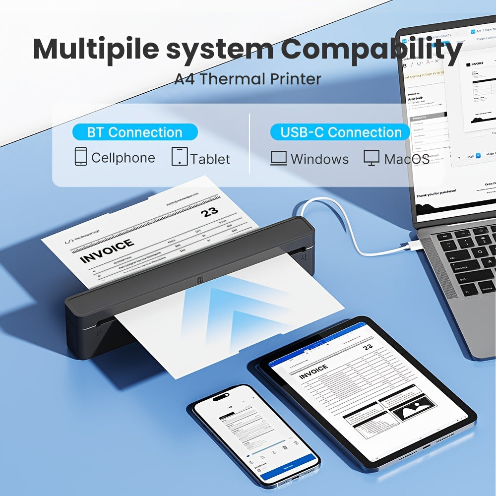 Tragbarer Thermodrucker, Mitternachtsschwarz für Reisen und Homeoffice – Detailansicht 5