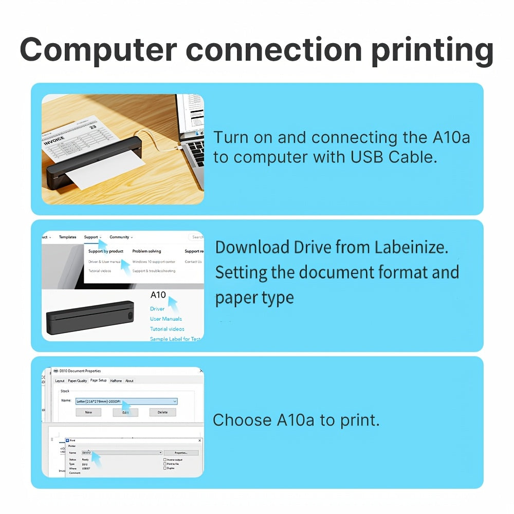 Tragbarer Thermodrucker, Mitternachtsschwarz für Reisen und Homeoffice – Detailansicht 15