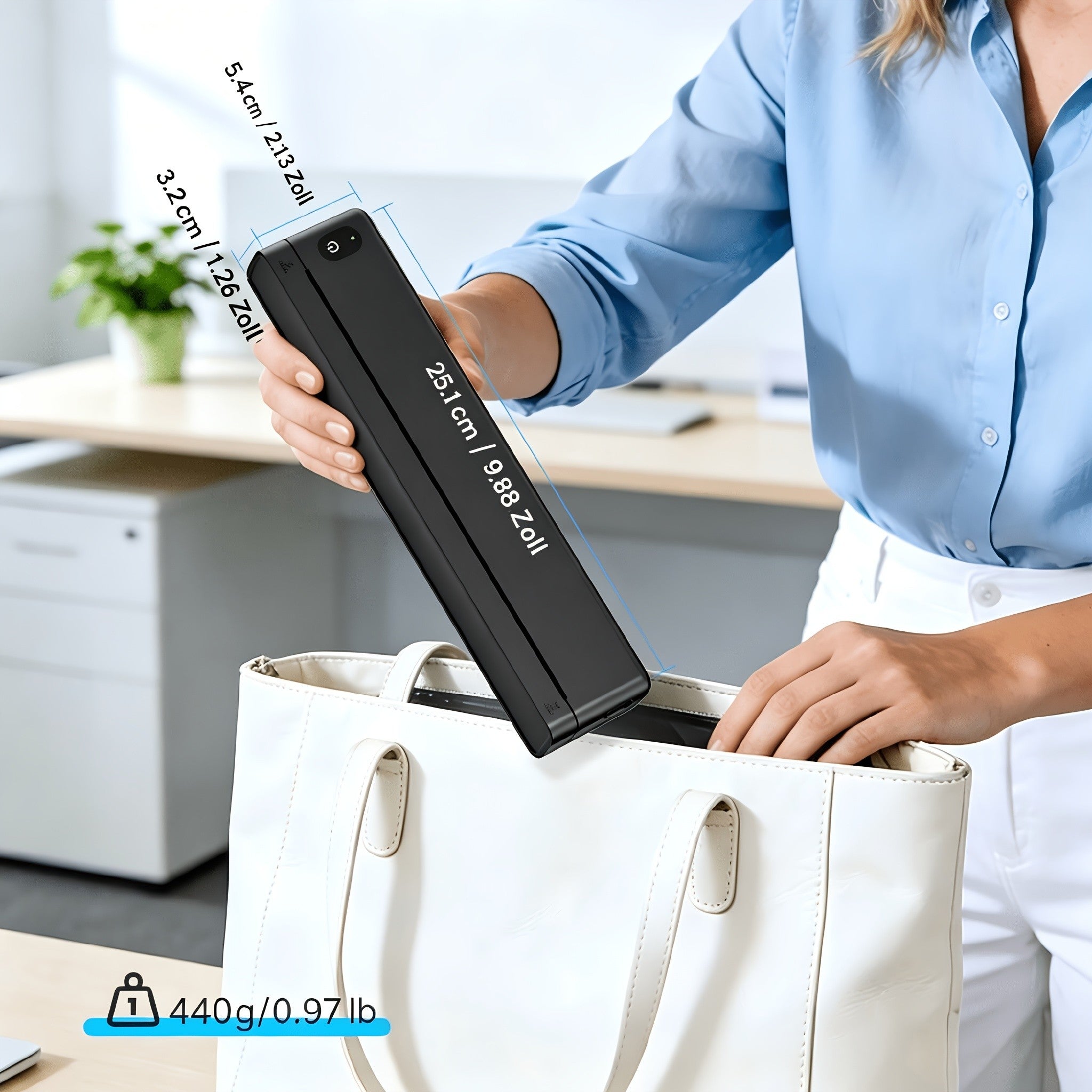 Tragbarer Thermodrucker, Mitternachtsschwarz für Reisen und Homeoffice – Detailansicht 16