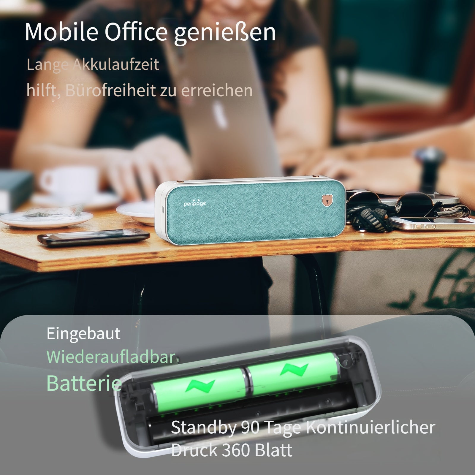 Tragbarer Thermodrucker, Rosa für Reisen – Detailansicht 3
