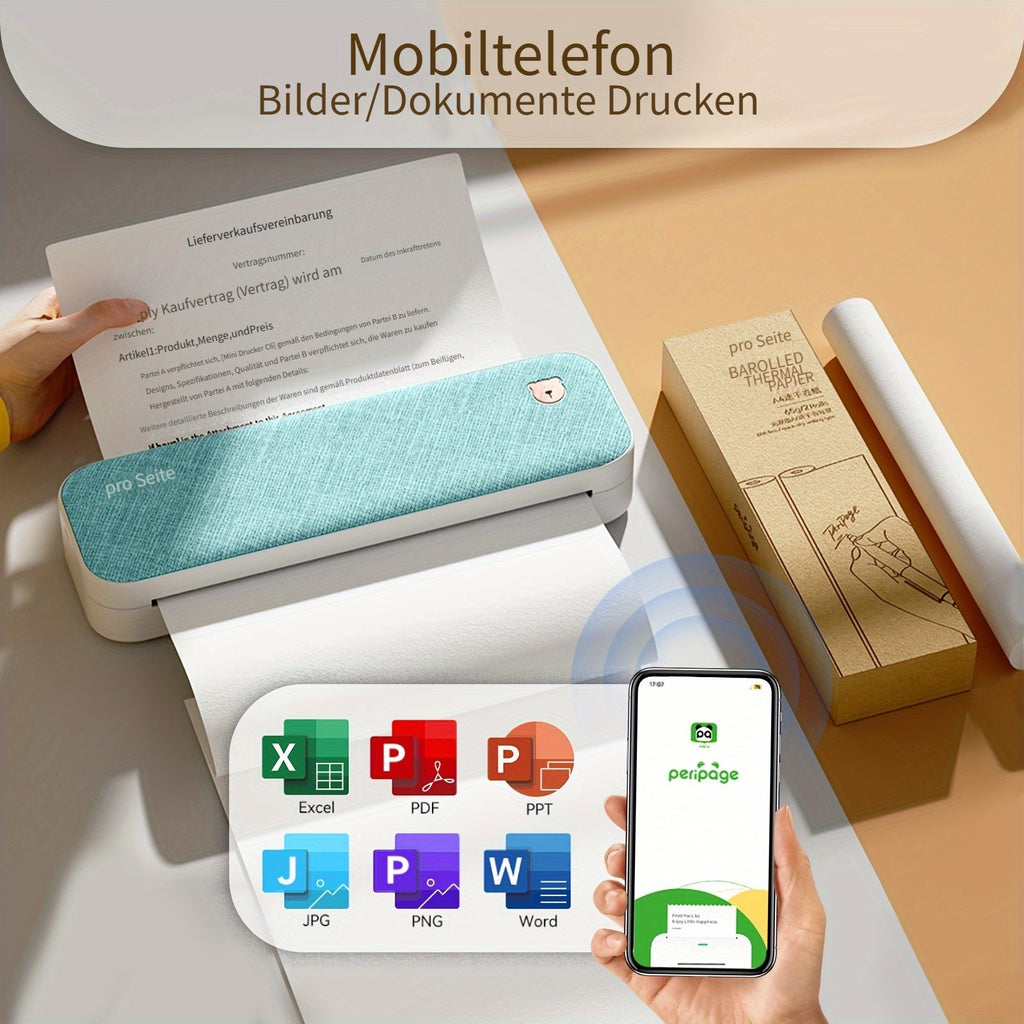 Tragbarer Thermodrucker, Rosa für Reisen – Detailansicht 12