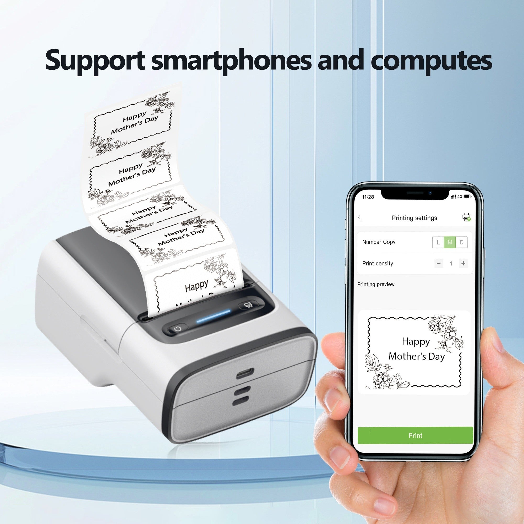 Tragbarer Thermodrucker, Schwarz für Homeoffice und Reisen – Detailansicht 13