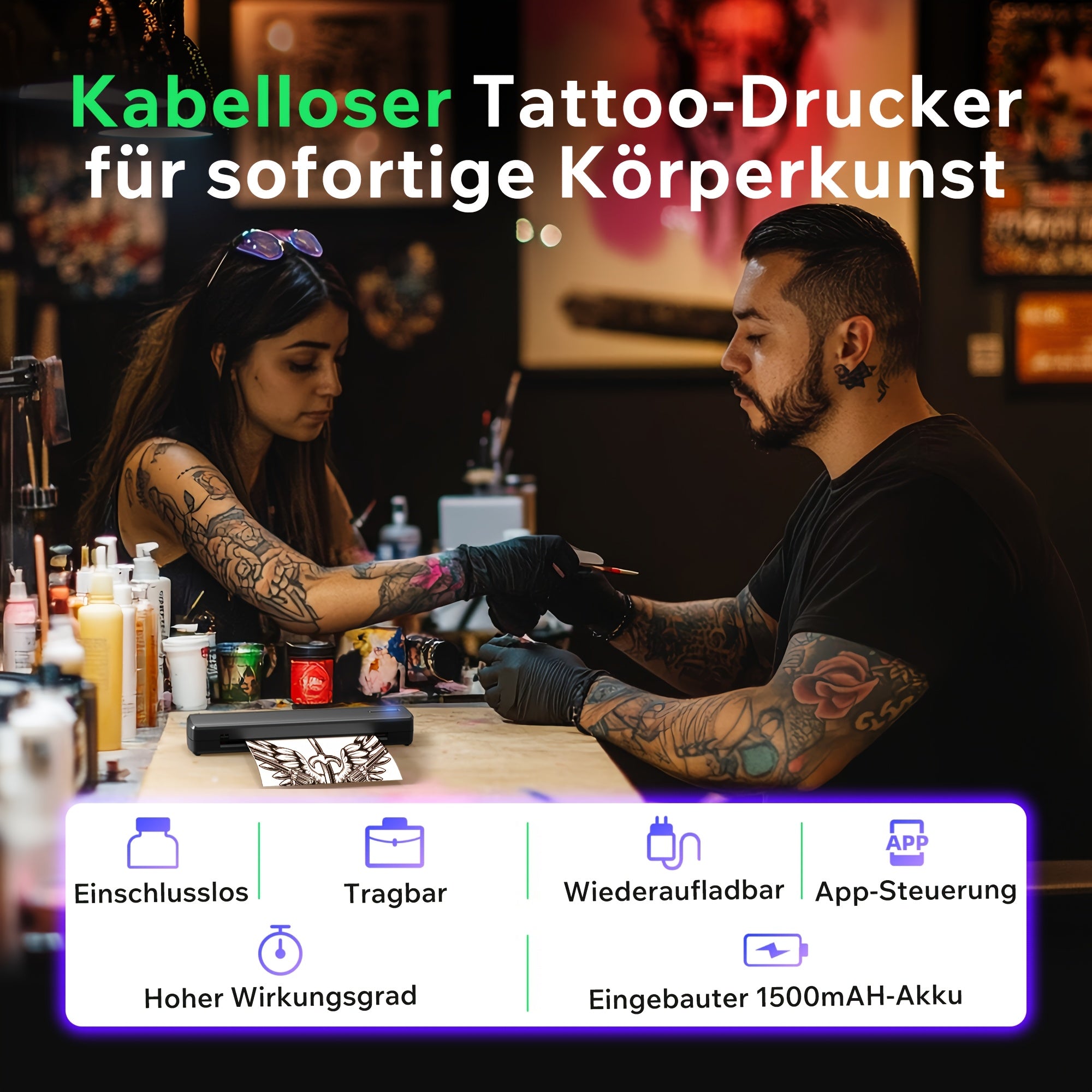 Tragbarer Thermodrucker, Schwarz für Reisen – Detailansicht 3
