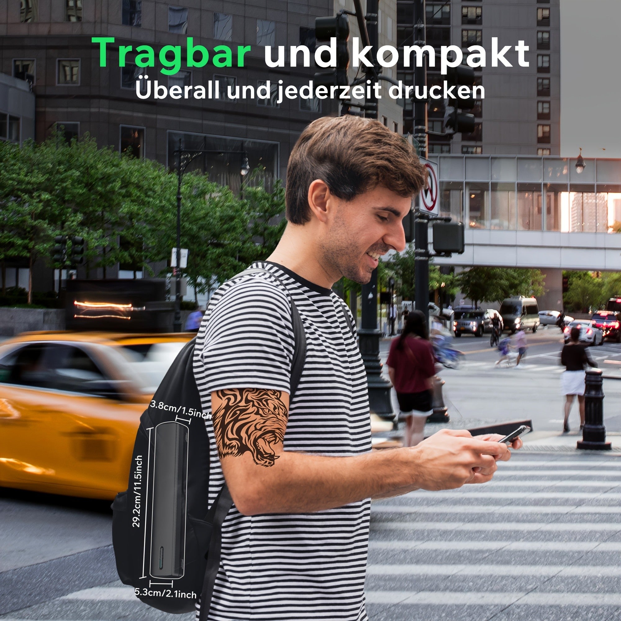 Tragbarer Thermodrucker, Schwarz für Reisen – Detailansicht 9