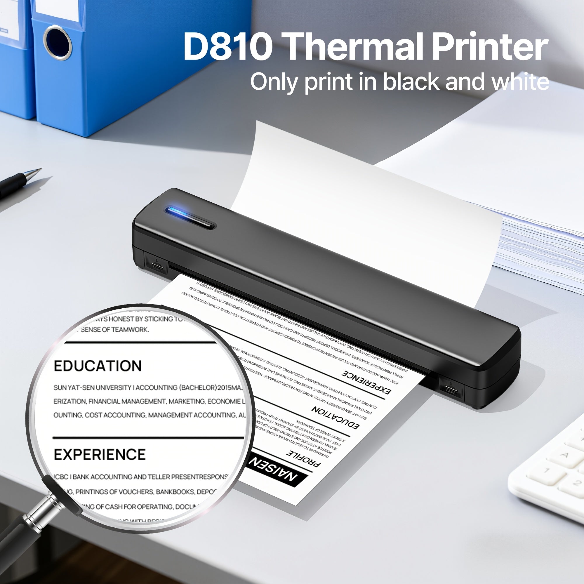 Tragbarer Thermodrucker, Schwarz für unterwegs und Zuhause – Detailansicht 2