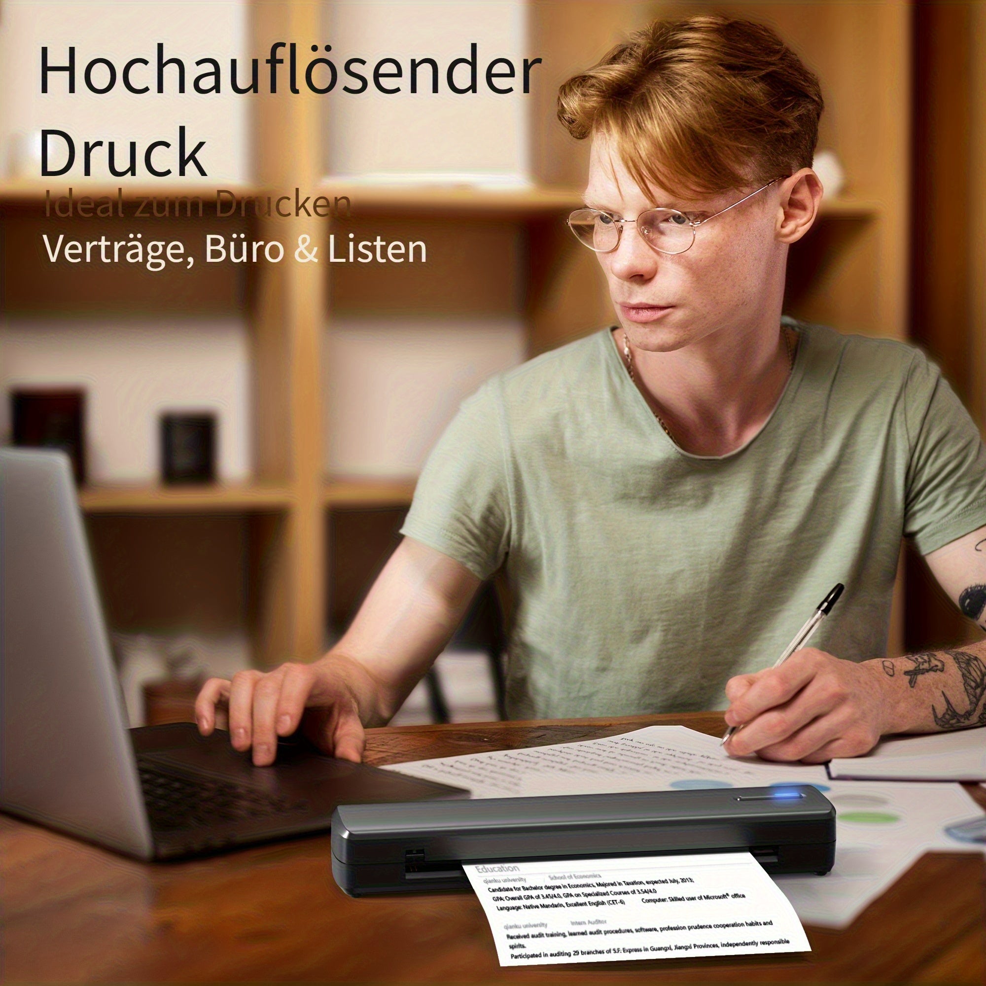Tragbarer Thermodrucker, Schwarz für unterwegs und Zuhause – Detailansicht 4