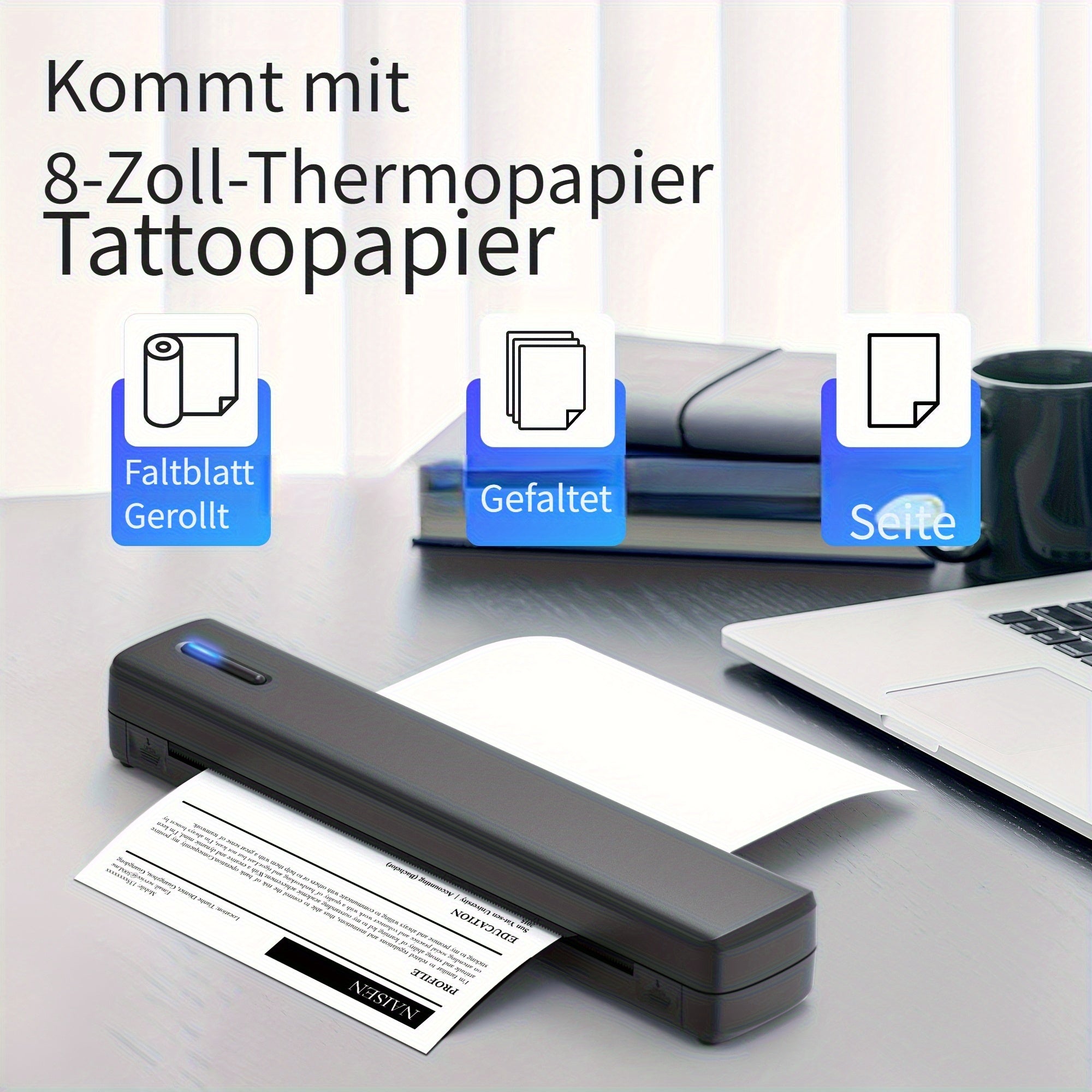 Tragbarer Thermodrucker, Schwarz für unterwegs und Zuhause – Detailansicht 8
