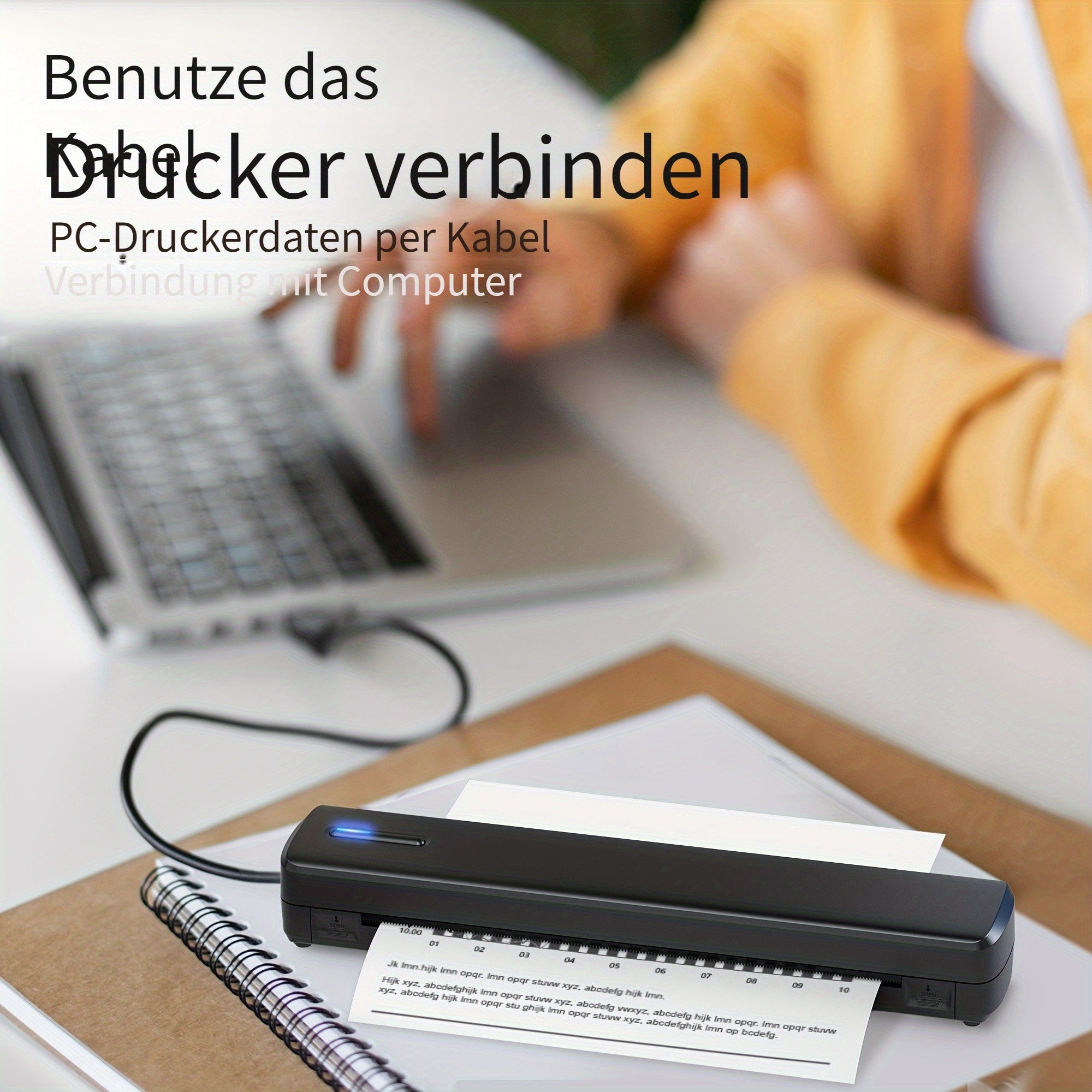 Tragbarer Thermodrucker, Schwarz für unterwegs und Zuhause – Detailansicht 18