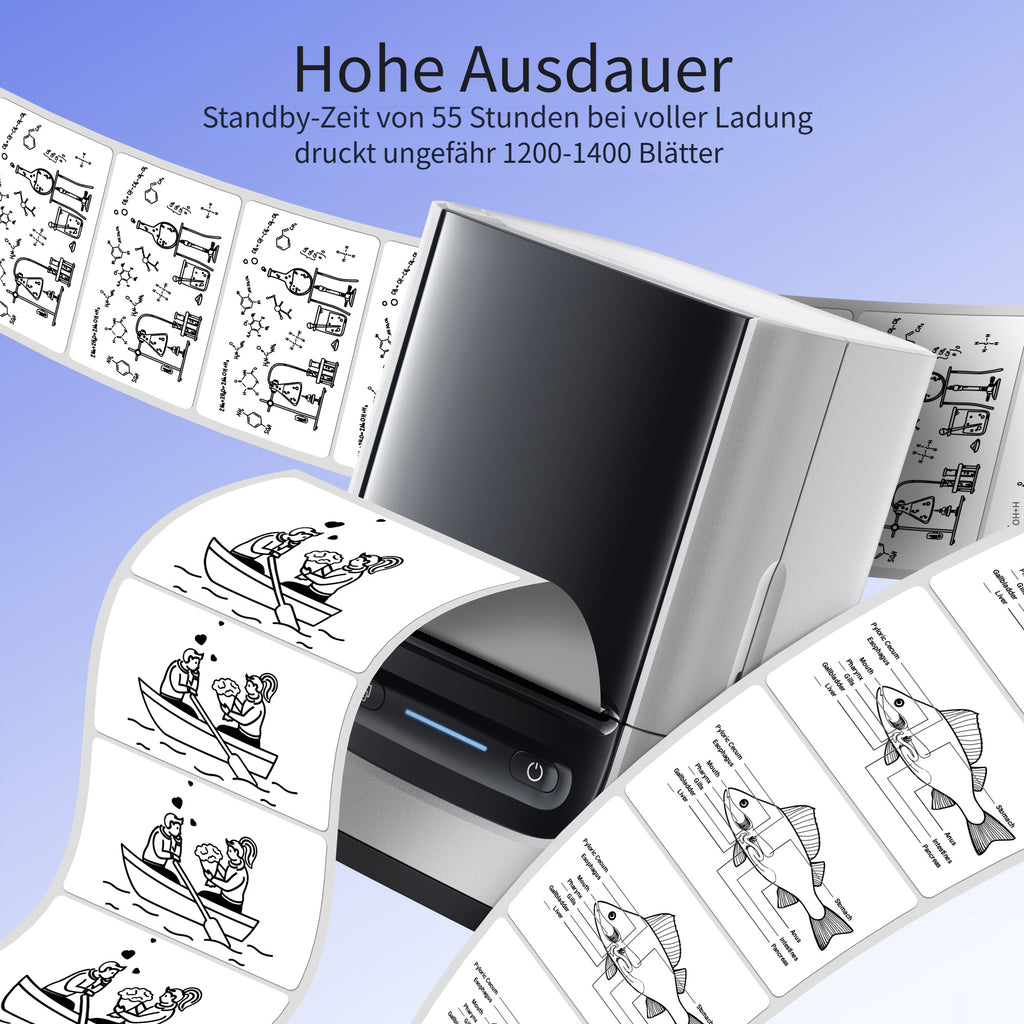 Tragbarer Thermodrucker, Tiefblau für Homeoffice – Detailansicht 2