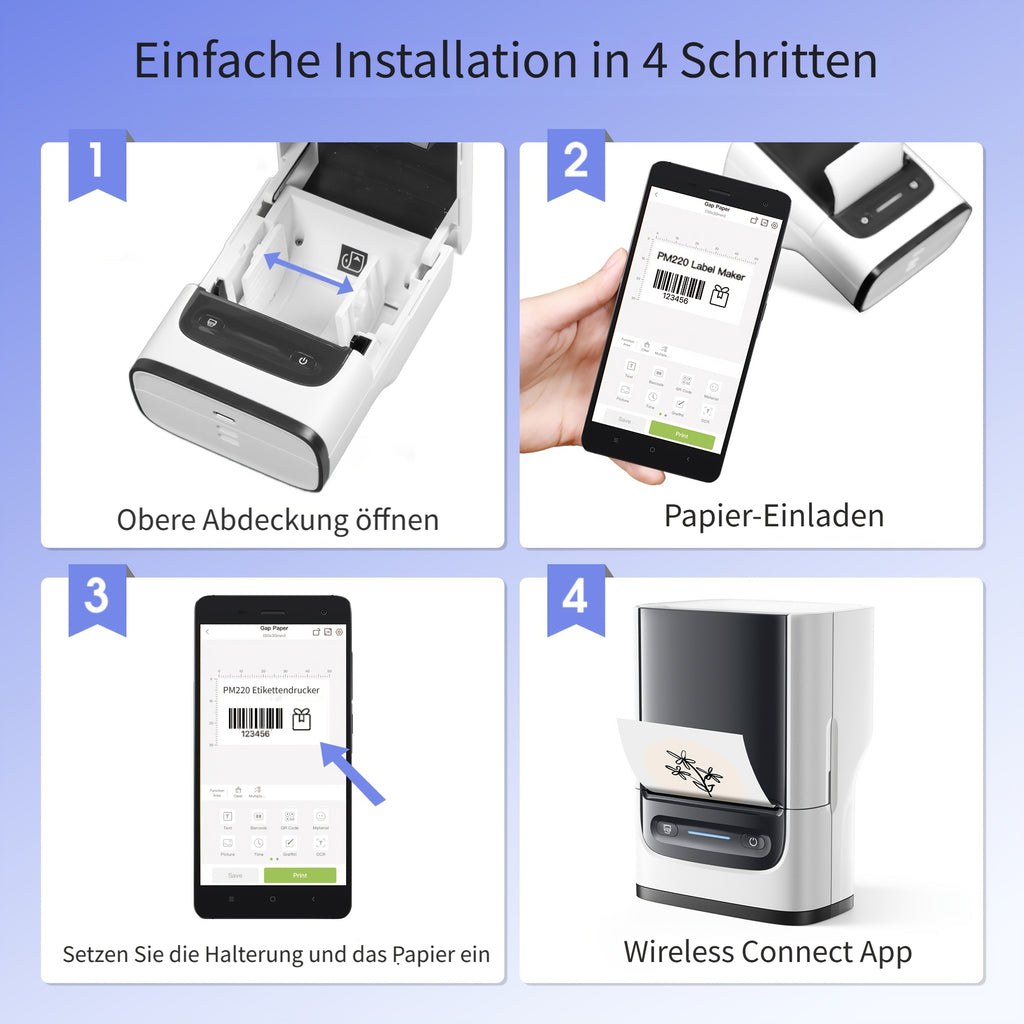 Tragbarer Thermodrucker, Tiefblau für Homeoffice – Detailansicht 3