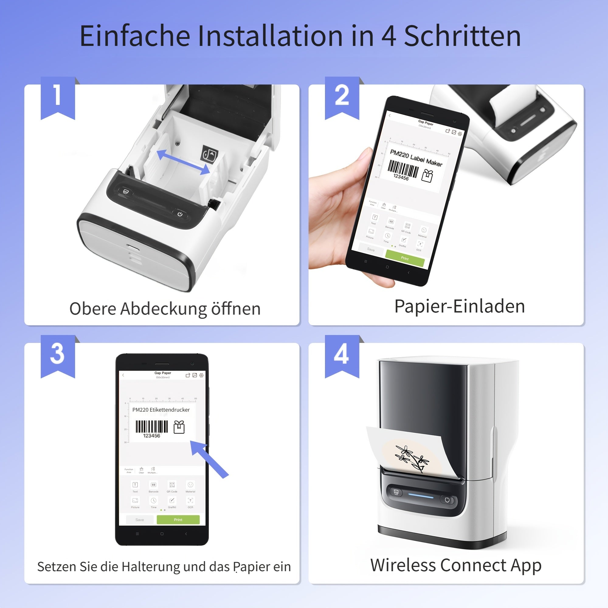 Tragbarer Thermodrucker, Tiefblau für Homeoffice – Detailansicht 3