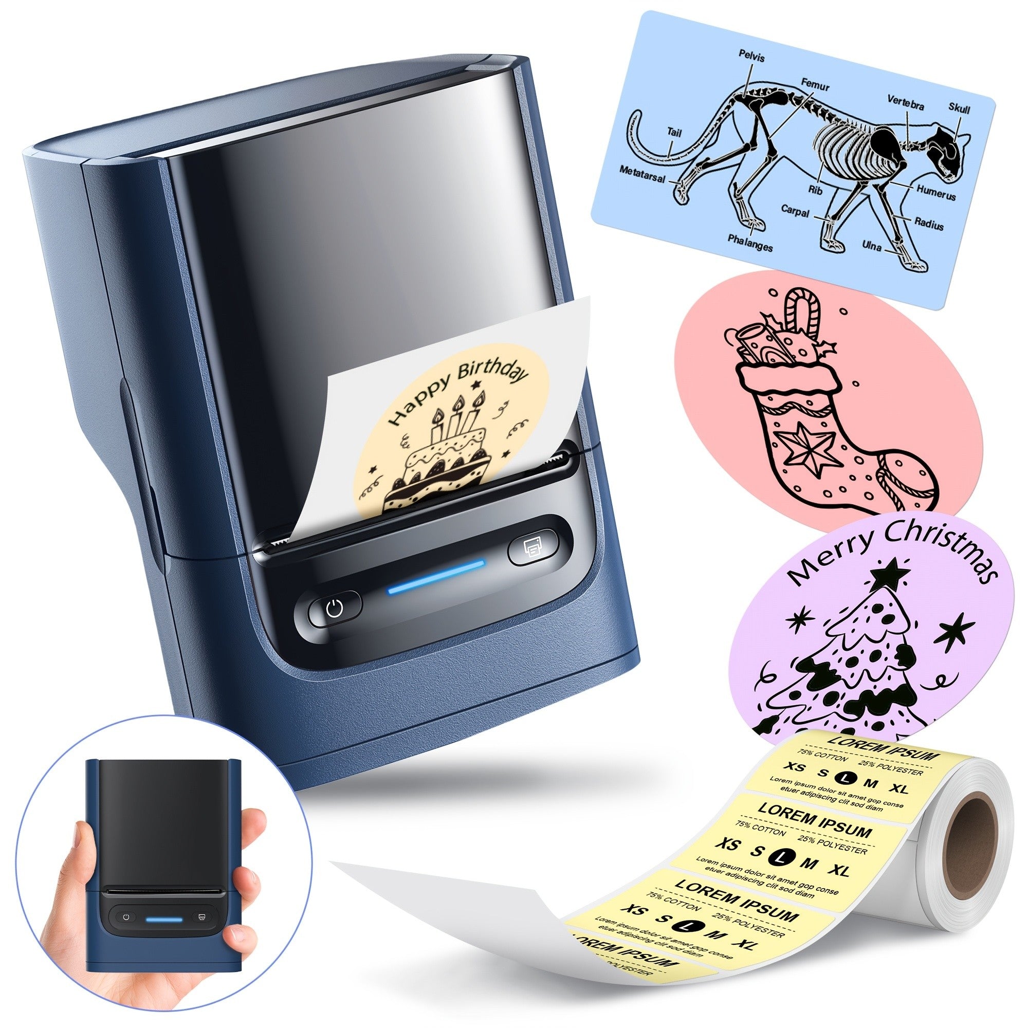 Tragbarer Thermodrucker, Tiefblau für Homeoffice – Detailansicht 14