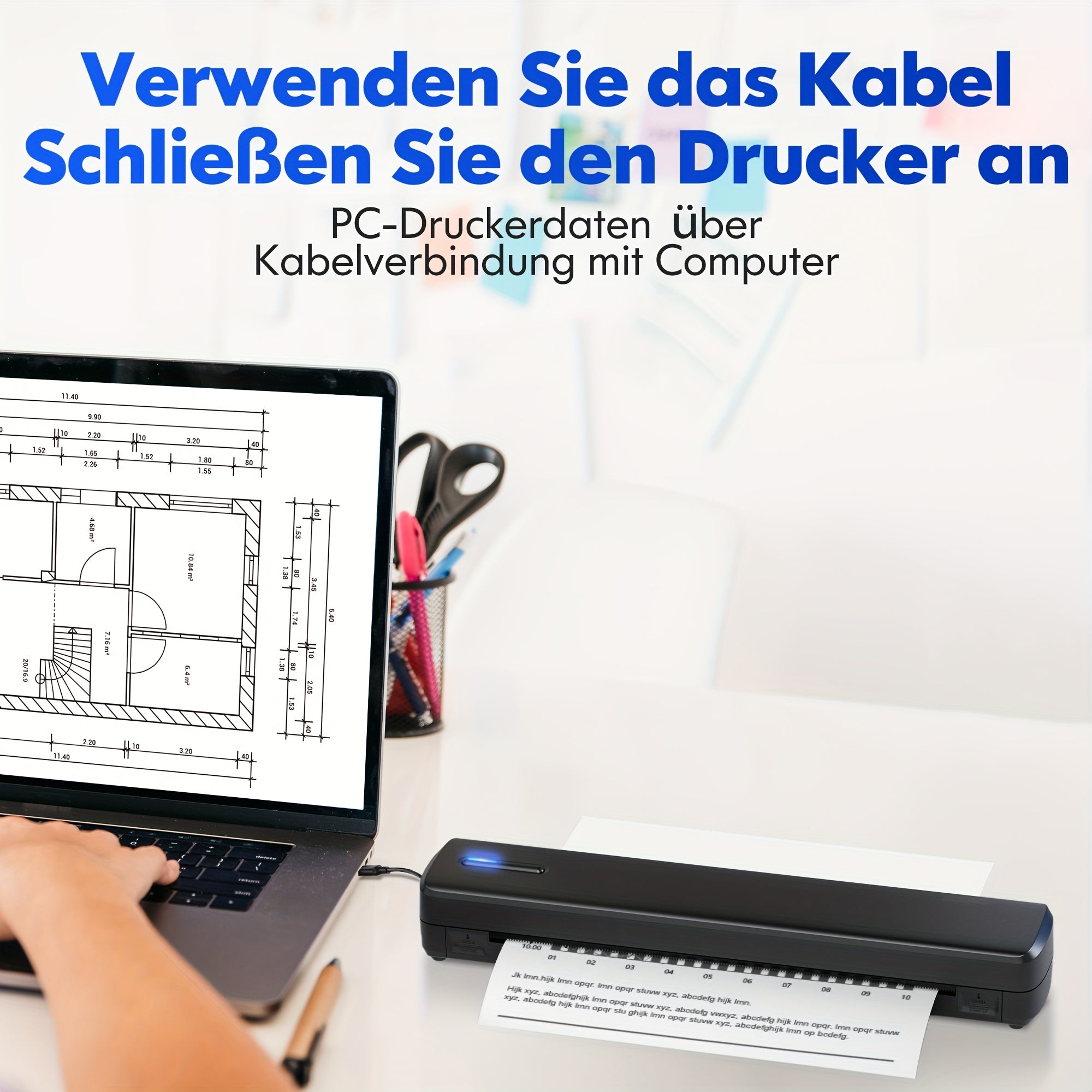 Tragbarer Thermodrucker, Weiß für Zuhause und unterwegs – Detailansicht 6