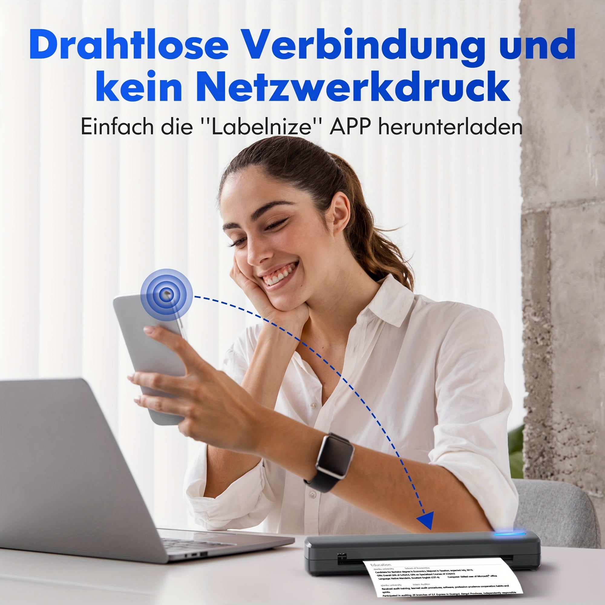 Tragbarer Thermodrucker, Weiß für Zuhause und unterwegs – Detailansicht 12