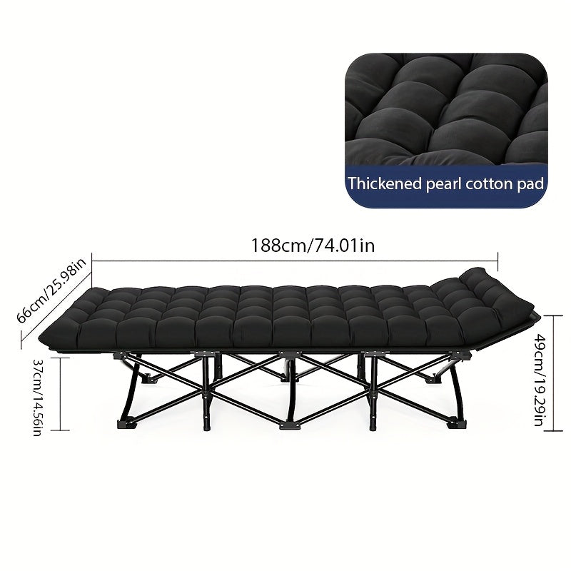 Tragbares Büro-Klappbett - Robuster Eisenrahmen, Schwarz (1 Stück) für Schlafzimmer und Bett – Hauptansicht