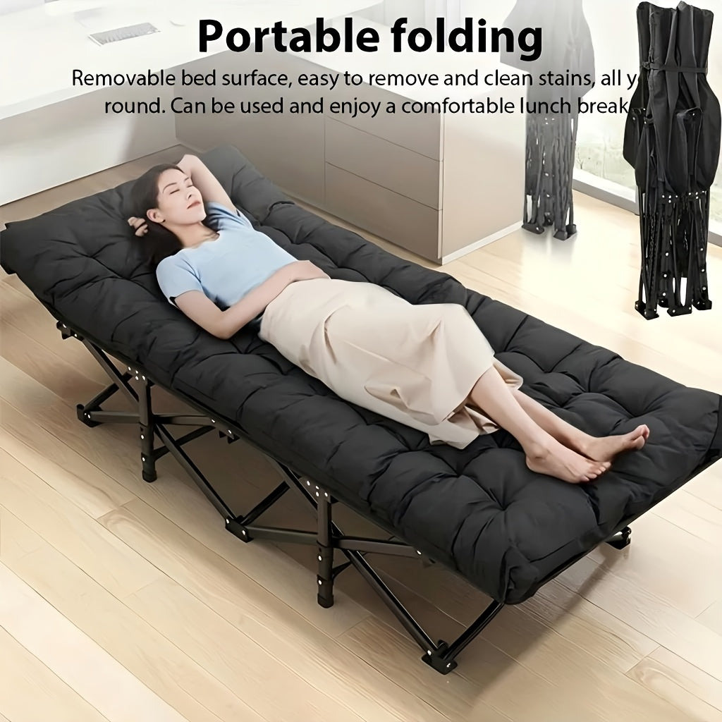 Tragbares Büro-Klappbett - Robuster Eisenrahmen, Schwarz (1 Stück) für Schlafzimmer und Bett – Detailansicht 4