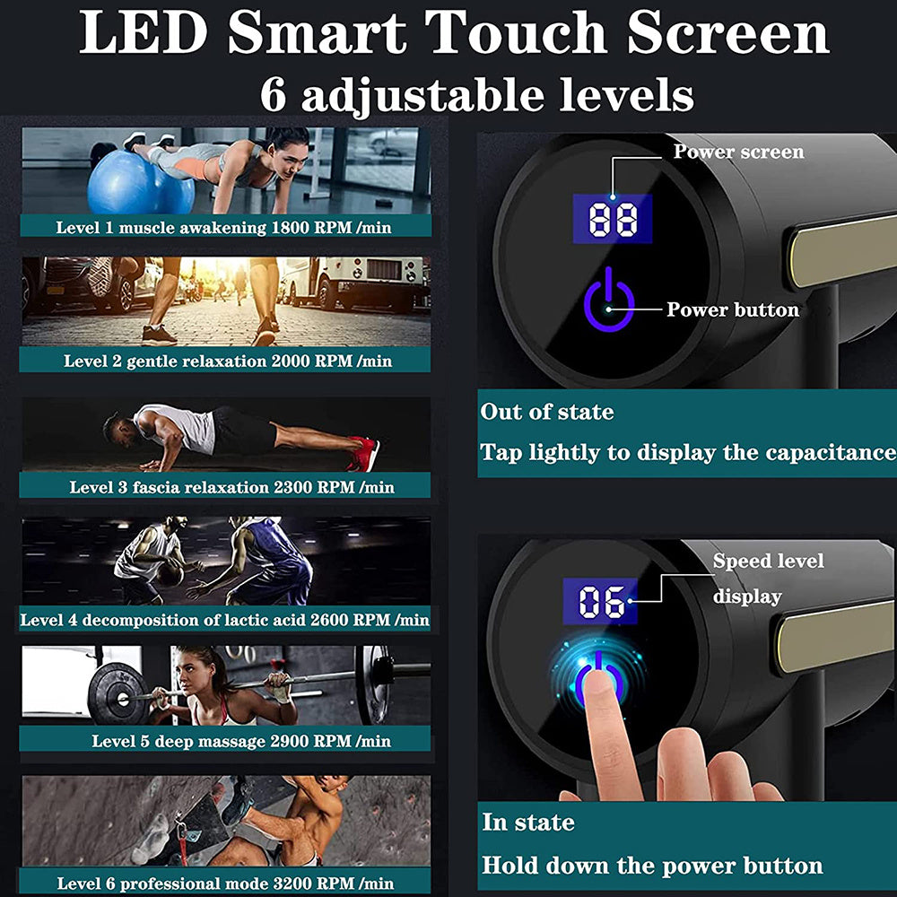 Tragbares Hand-LCD-Massagegerät, 6-Gang+5-Kopf für die perfekte Ganzkörpermassage und den Heimgebrauch – Detailansicht 10