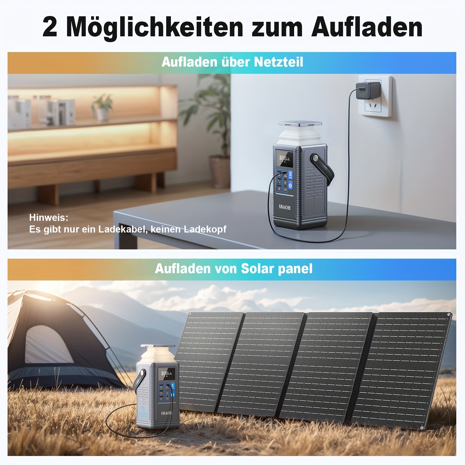 Tragbares Netzteil SBAOH, LED-Beleuchtung für Camping und Reisen – Detailansicht 6