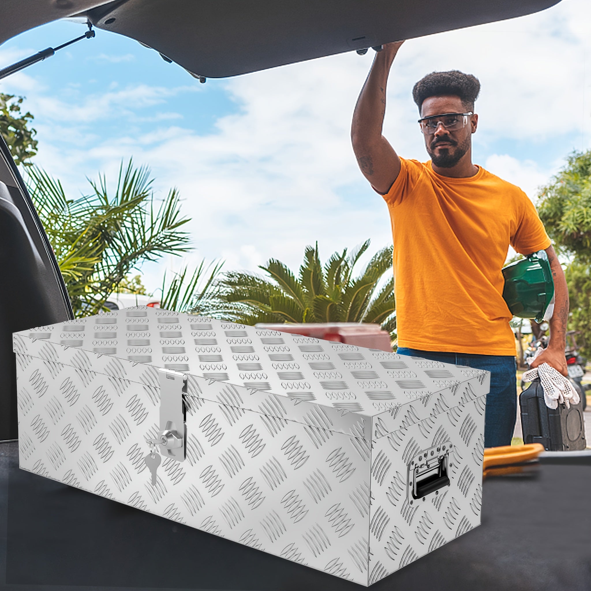 Truckbox Werkzeugkasten Aufbewahrungsbox, Silbrig für unterwegs und Fahrzeug – Detailansicht 8