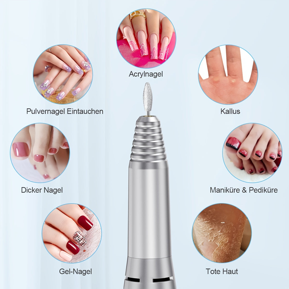 U/min Elektrische Nagelfeile Nagelbohrer Acryl für Maniküre Gel Nagellackentferner mit 1 und Pflege zu Hause – Detailansicht