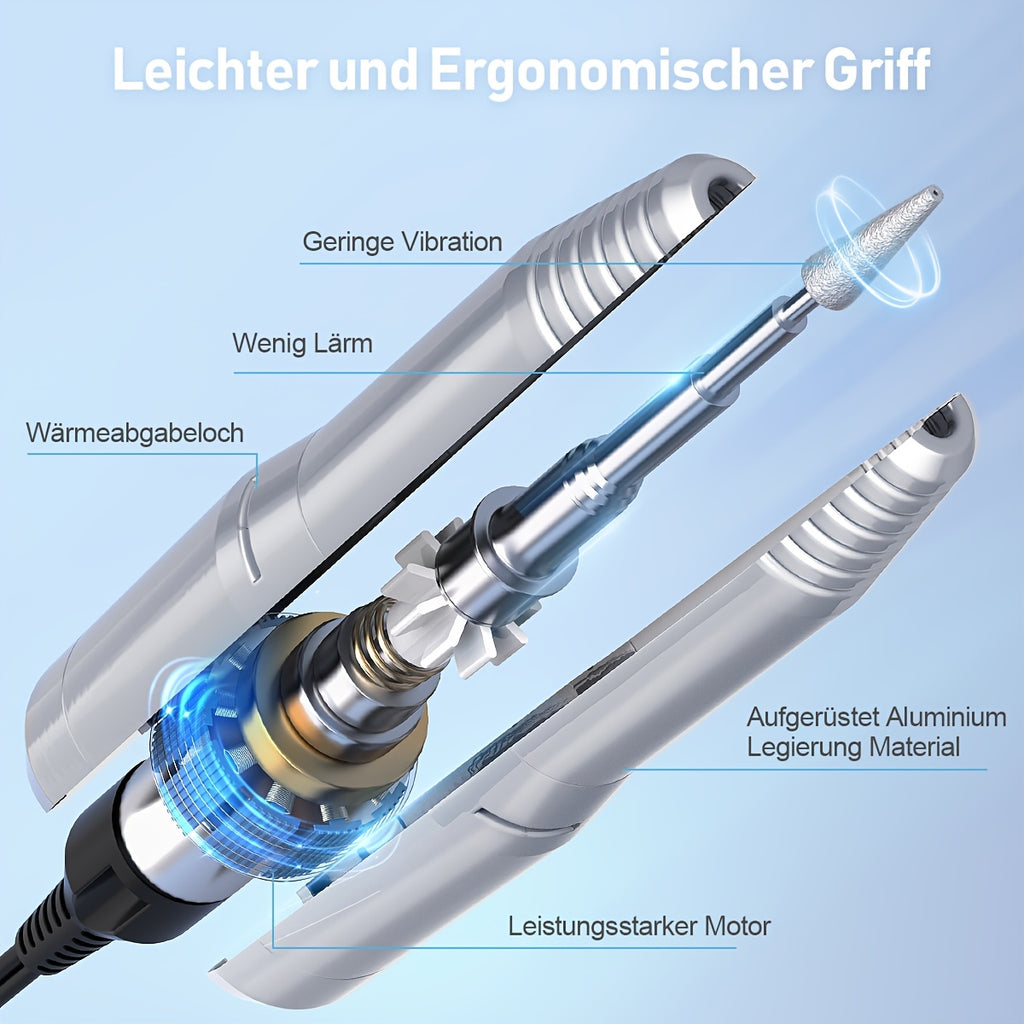 U/min Elektrische Nagelfeile Nagelbohrer Acryl für Maniküre Gel Nagellackentferner mit 1 und Pflege zu Hause – Detailansicht
