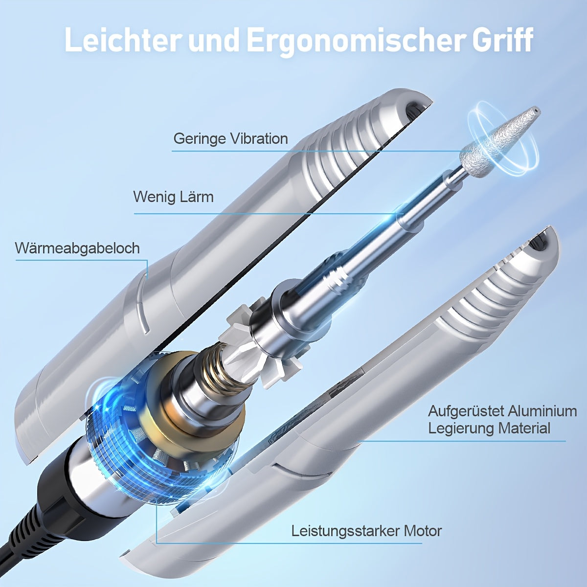 U/min Elektrische Nagelfeile Nagelbohrer Acryl für Maniküre Gel Nagellackentferner mit 1 und Pflege zu Hause – Detailansicht