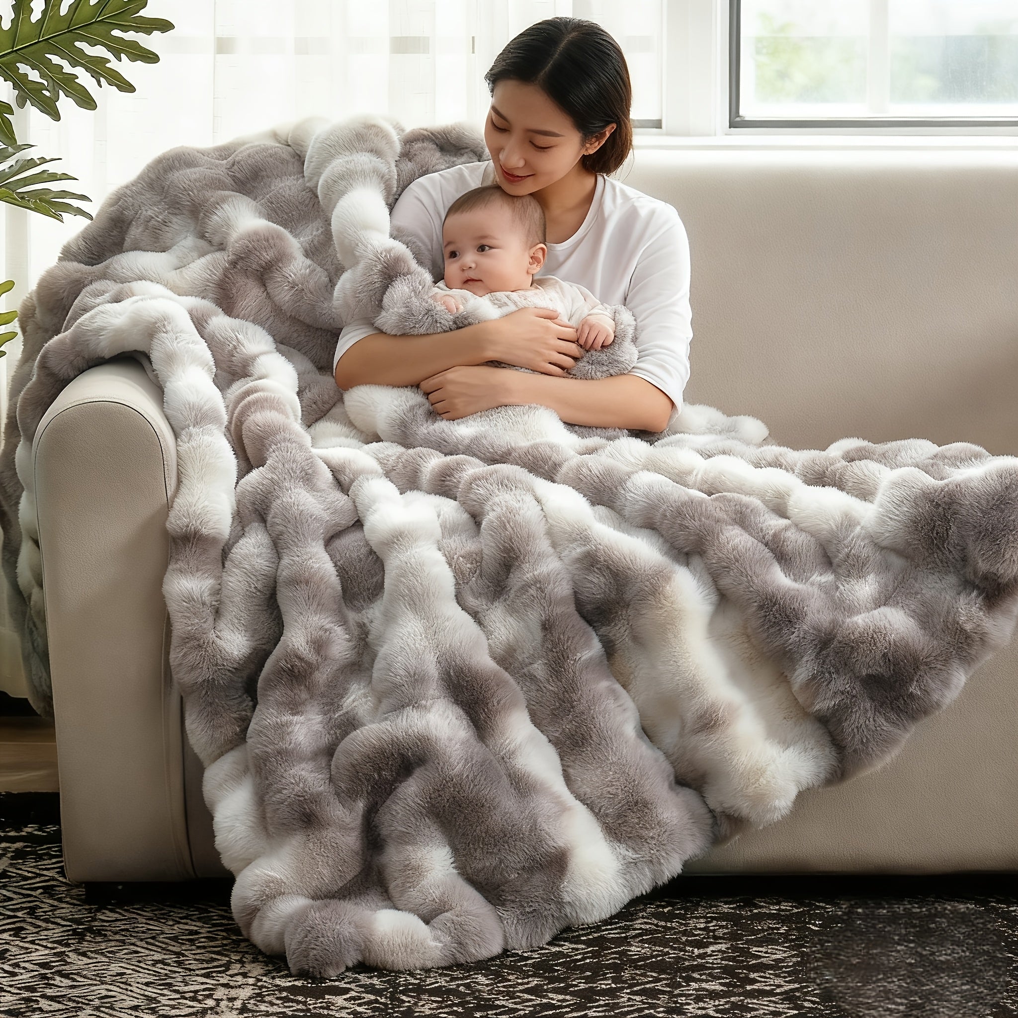 Übergroße Decke, Batikblau für Wohnzimmer und Zuhause – Detailansicht 2